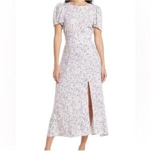 AFRM Lilac Ditsy Purple Floral Maxi Dress Womens 2X Open Back Thigh Slit NEW